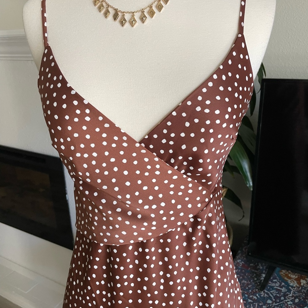 Urban Outfitters brown and white polka dot midi NWT SZ S - Picture 3 of 16